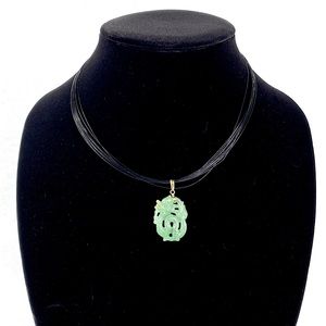 Dragon Jade Pendant on a black wire necklace